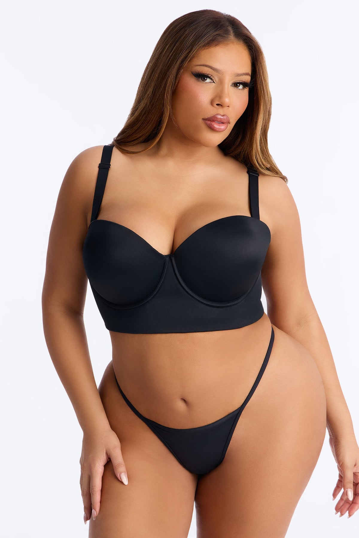 Classic Curve Underwire Lightly Padded Longline Bra - Black