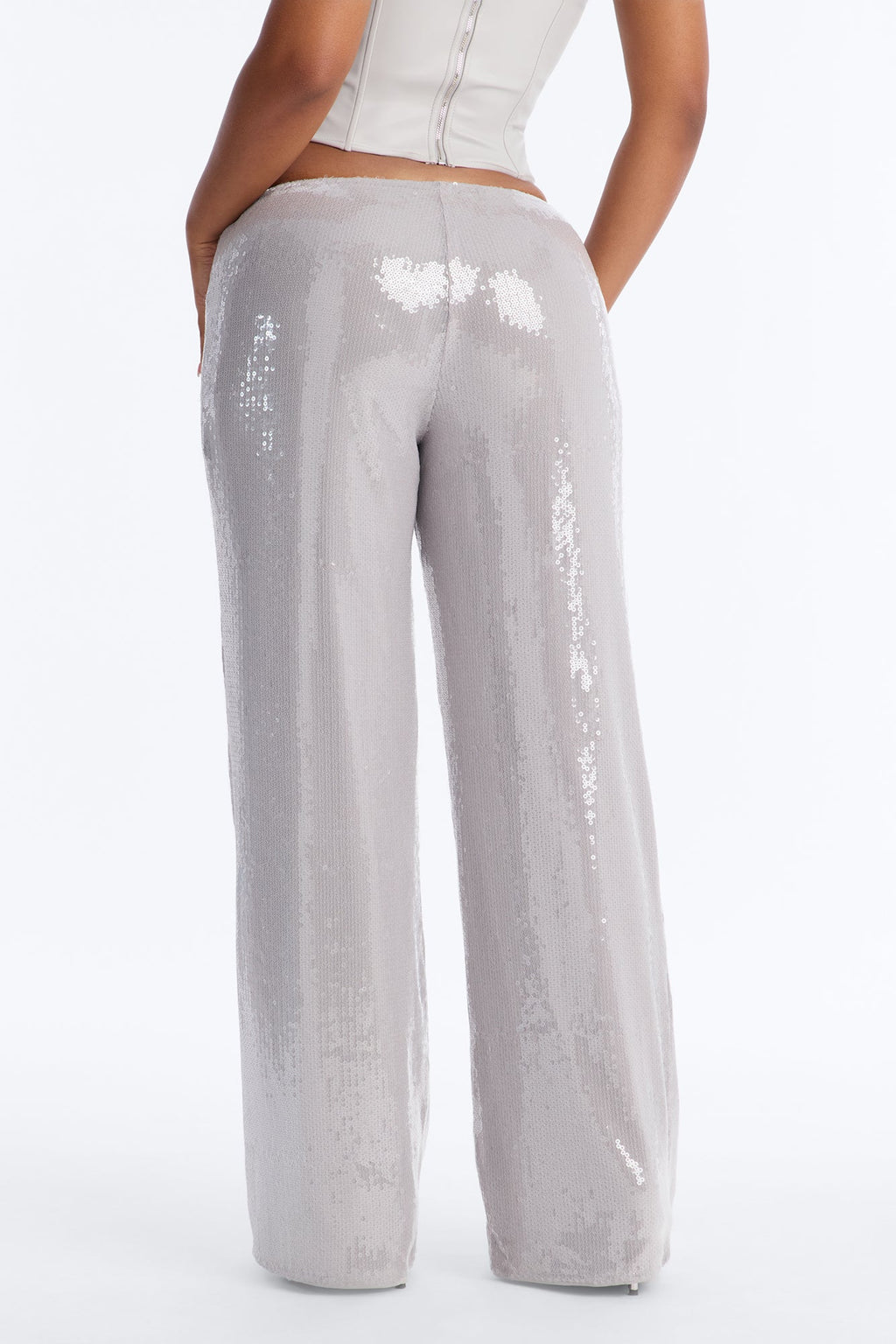 Glow Time Sequin Embellished Pants - Grey