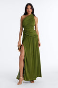 Corina Twist Slinky Maxi Dress - Olive