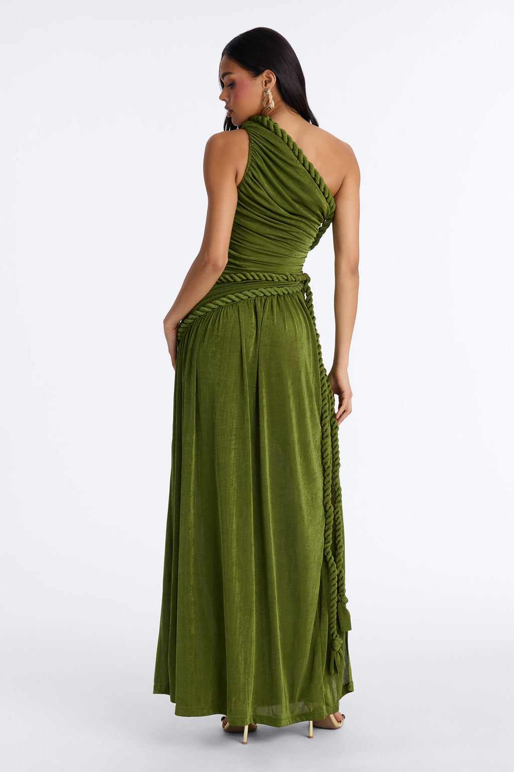 Corina Twist Slinky Maxi Dress - Olive