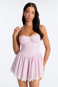 Delilah Poplin Striped Mini Dress - Pink/combo