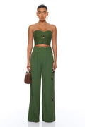 Cancun Nights Braided Strapless Jumpsuit - Olive