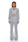 Zariah Sheer Sequin Pant - Light Blue
