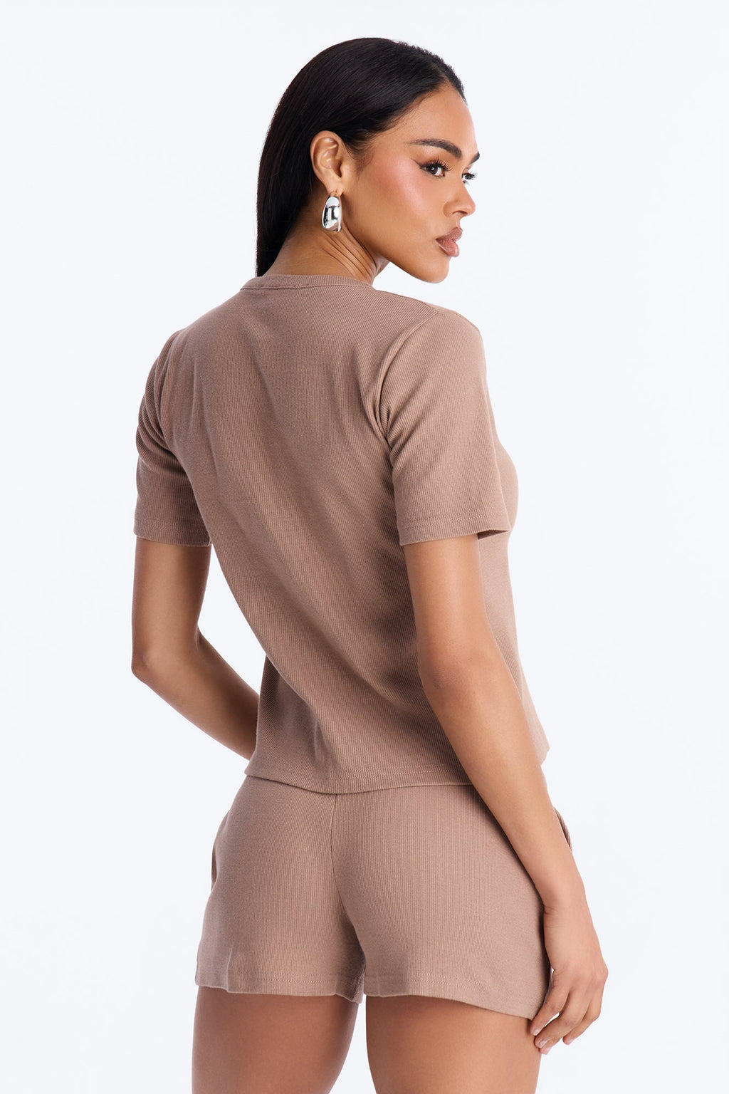 Hailey Ribbed Short Set - Mocha