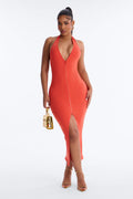 Lucia Zip Snatched Maxi Dress - Orange