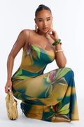 Rio Tropical Mesh Maxi Dress - Teal/combo