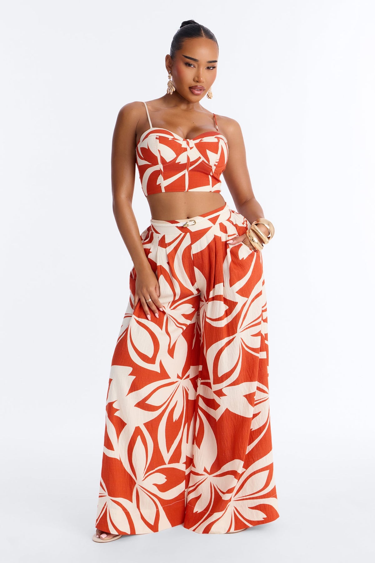 Lola Linen Pant Set - Rust