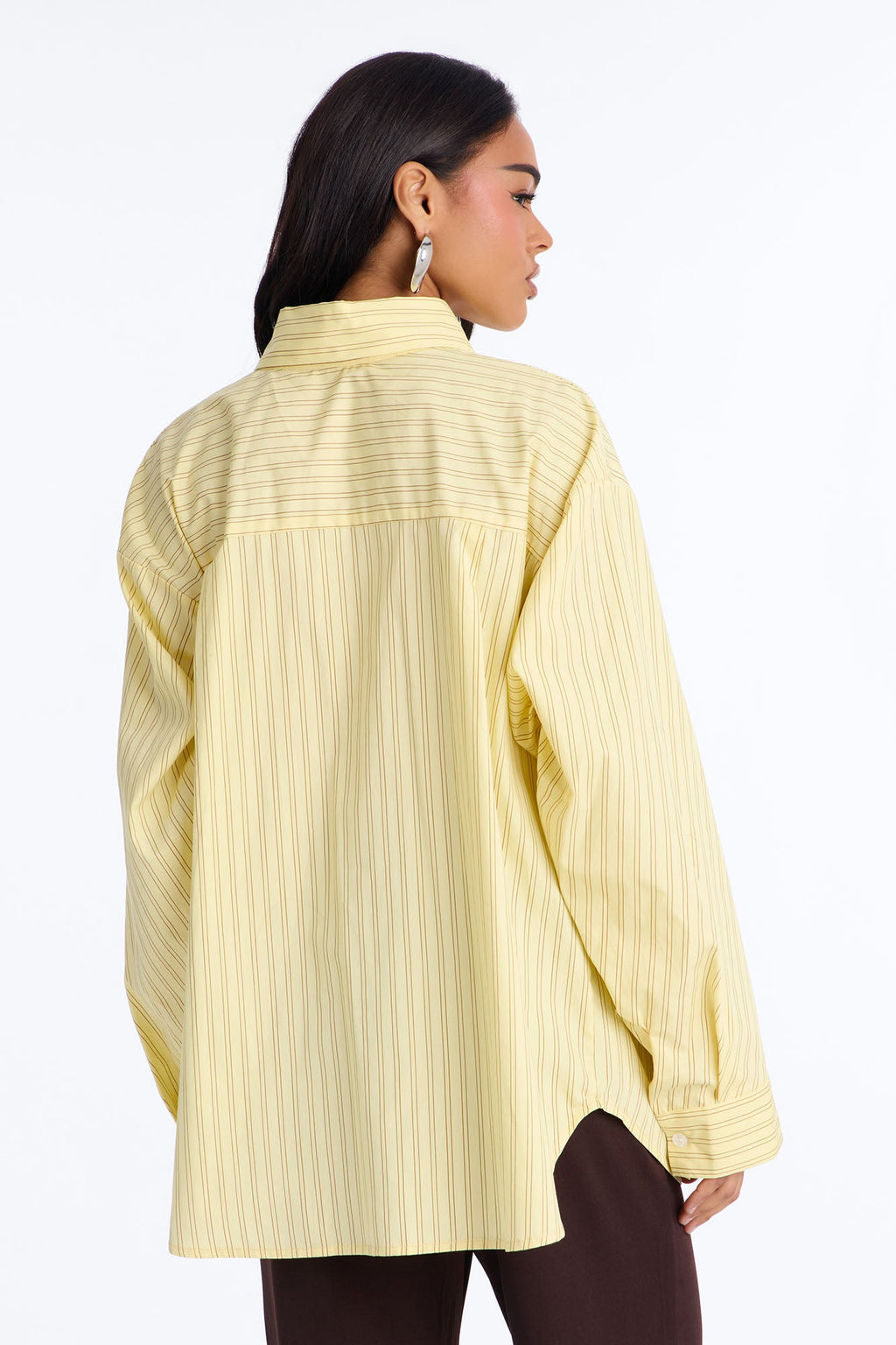 Street Cool Oversized Pinstripe Shirt - Yellow/combo