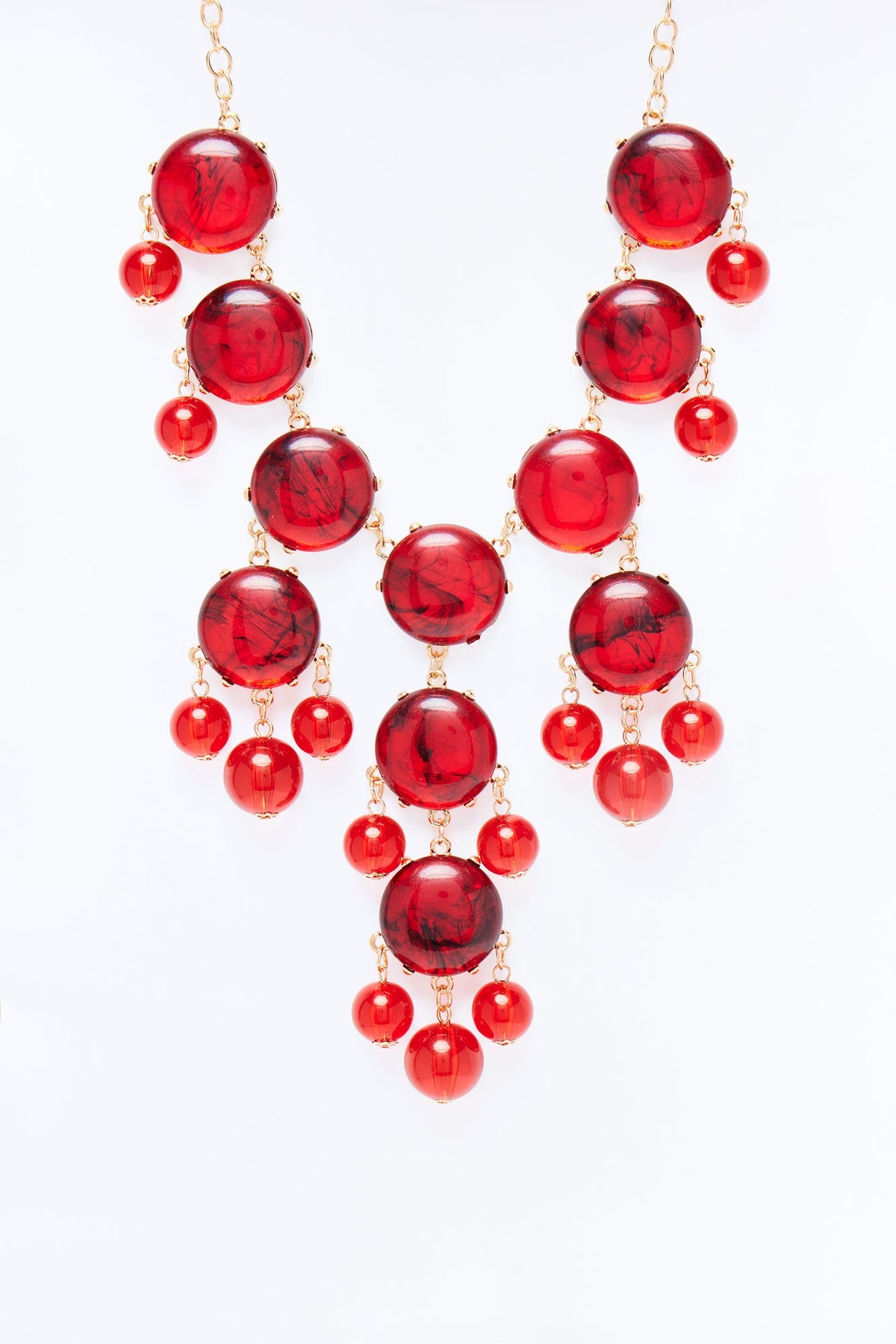 Zamaria Jeweled Layered Necklace - Gold/Red
