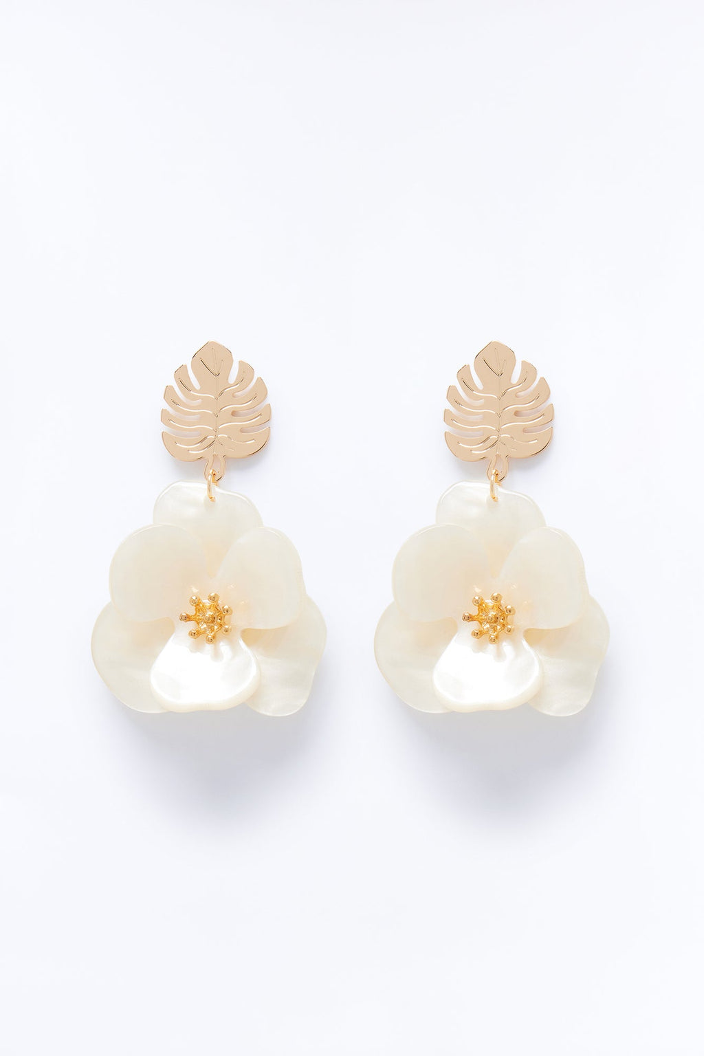 Luxe Flora Drop Earrings - Ivory