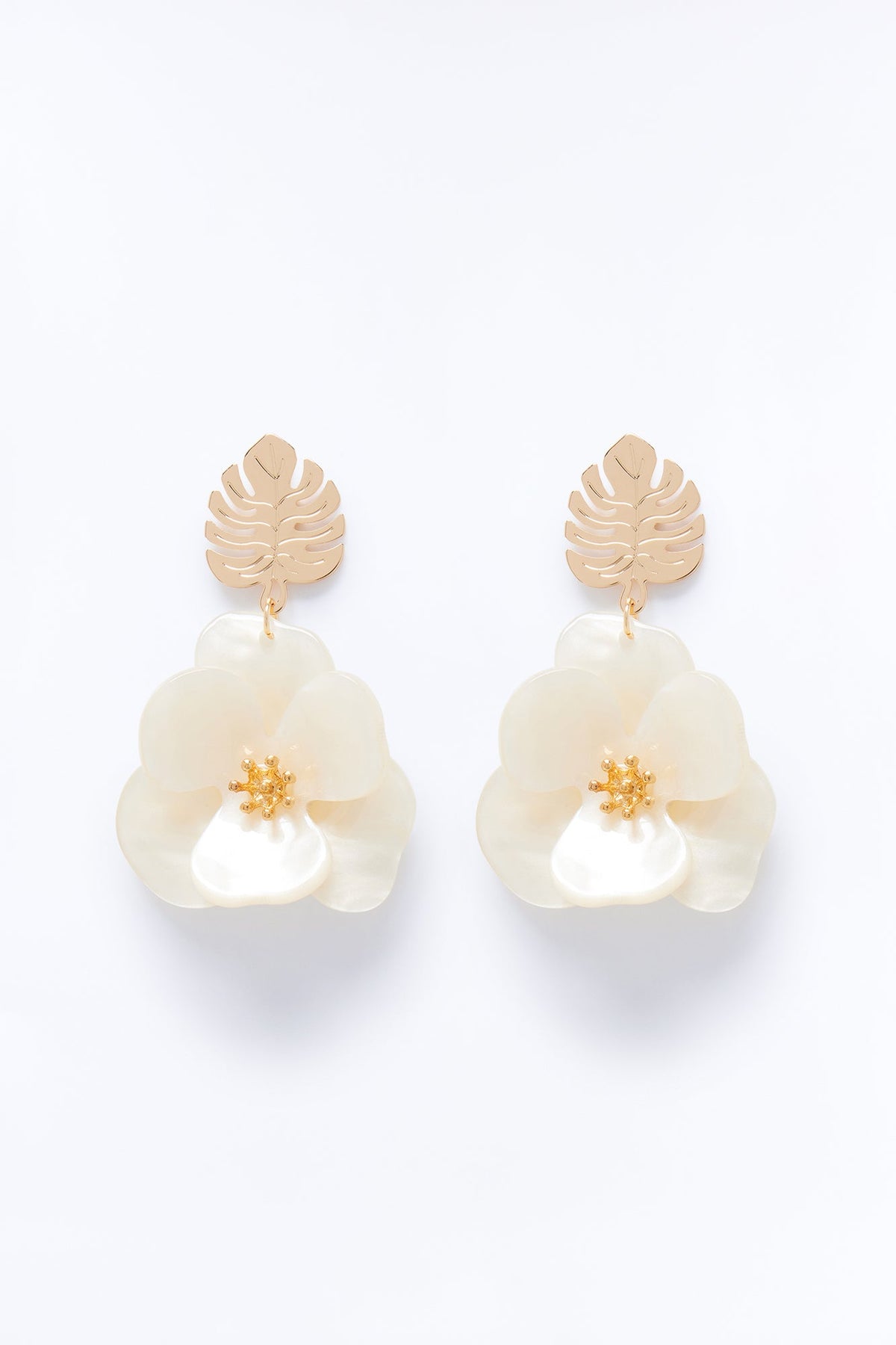 Luxe Flora Drop Earrings - Ivory