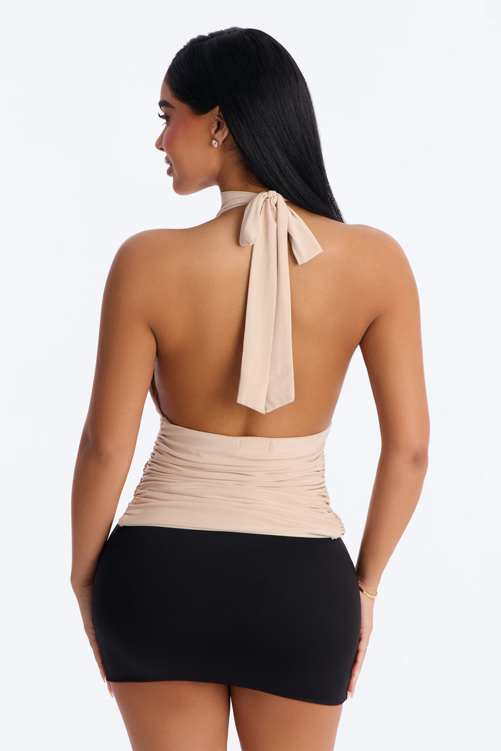 Maldives Ruched Halter Top - Stone