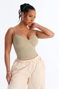 Second Skin Double Lined Twist Cami - Olive