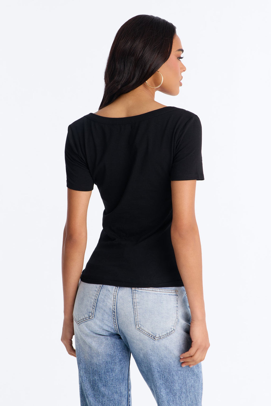 Sally Scoop Neck T-shirt - Black