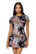 Kaylah Floral Embroidered Mini Dress - Purple/combo