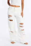 White Lies High Rise Ripped Jeans - White