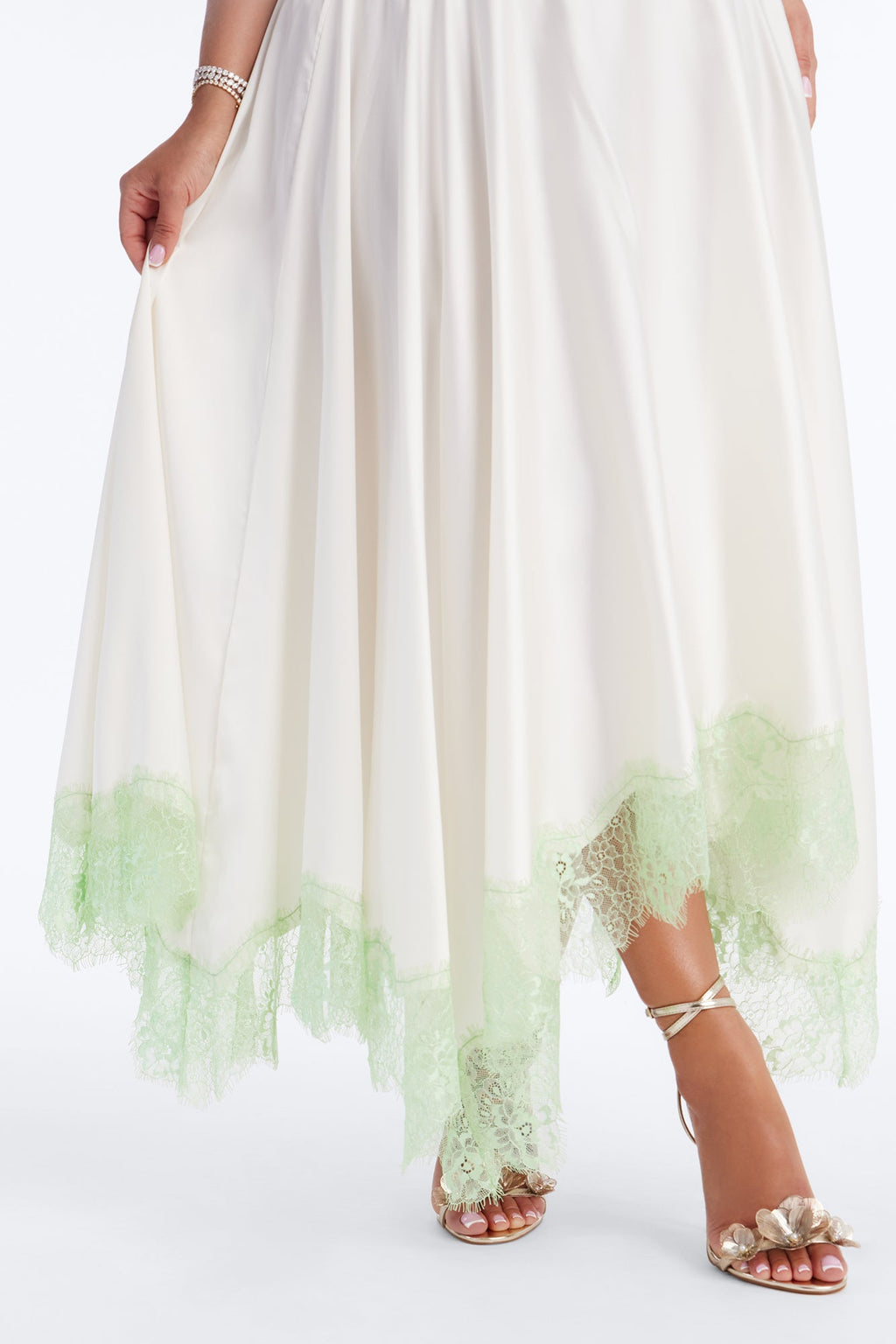 We Can Dance Satin Maxi Skirt Set - Off White