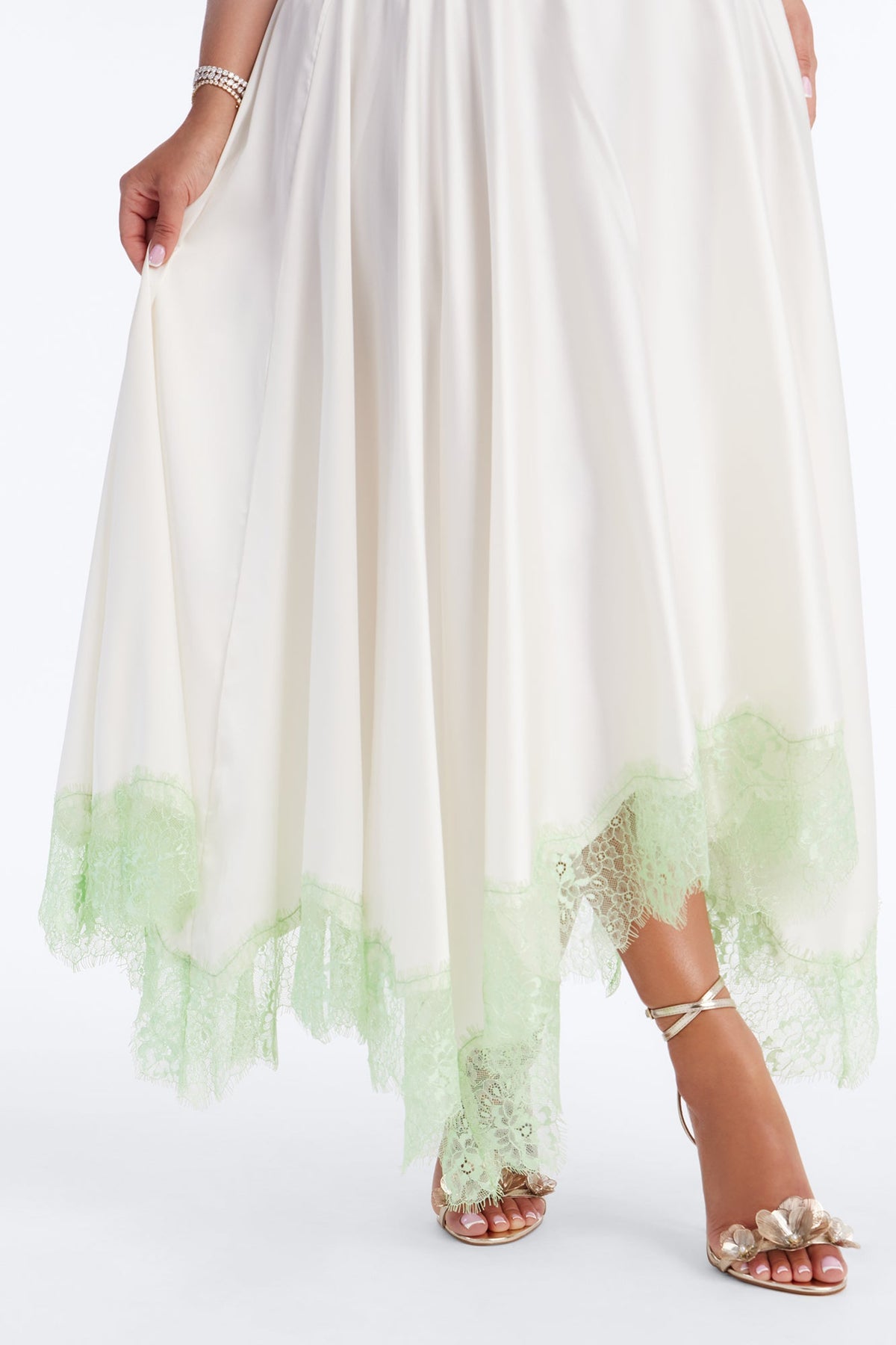 We Can Dance Satin Maxi Skirt Set - Off White