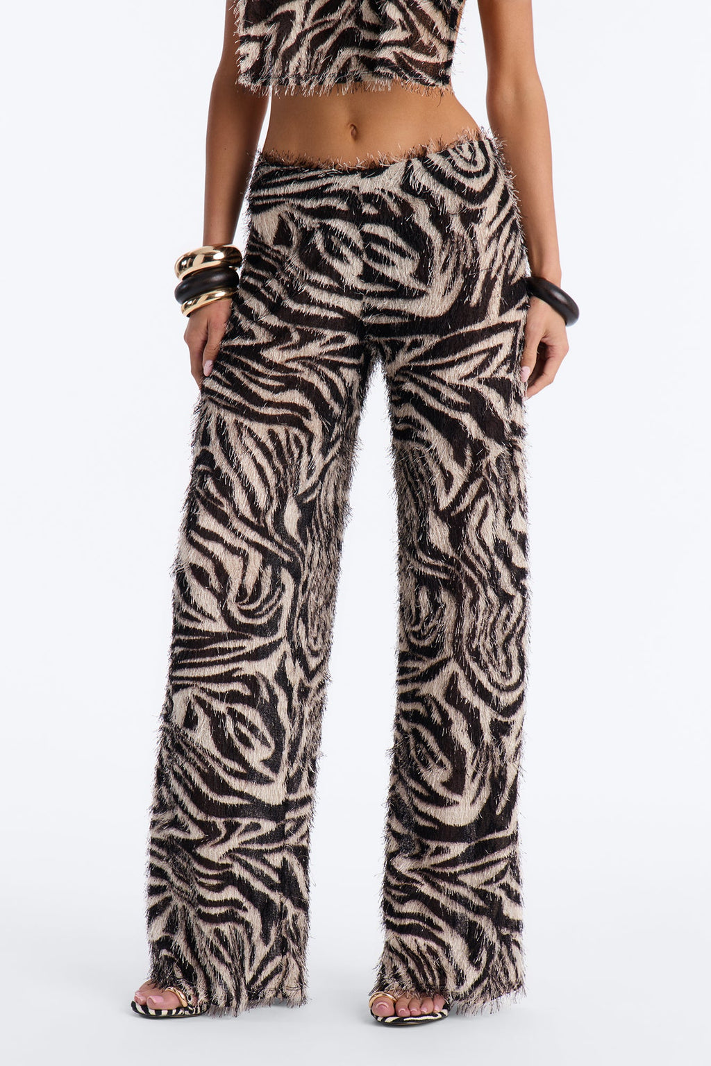 Anaya Textured Knit Abstract Low Rise Pant - Black/combo