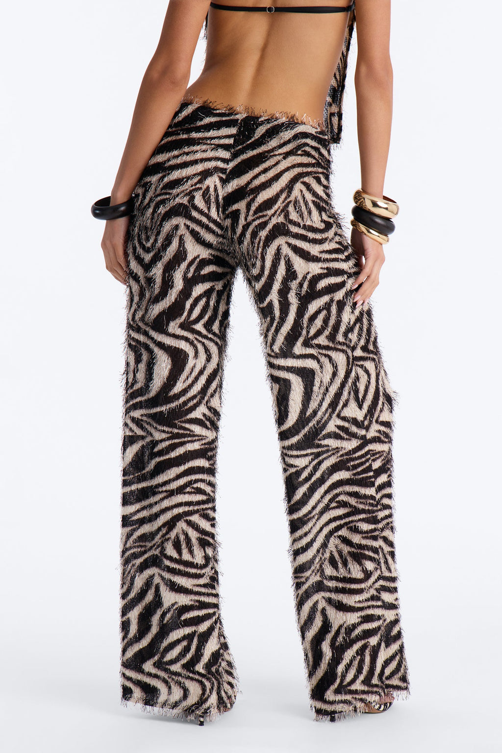Anaya Textured Knit Abstract Low Rise Pant - Black/combo