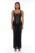 Martina Draped Lace Maxi Dress - Black