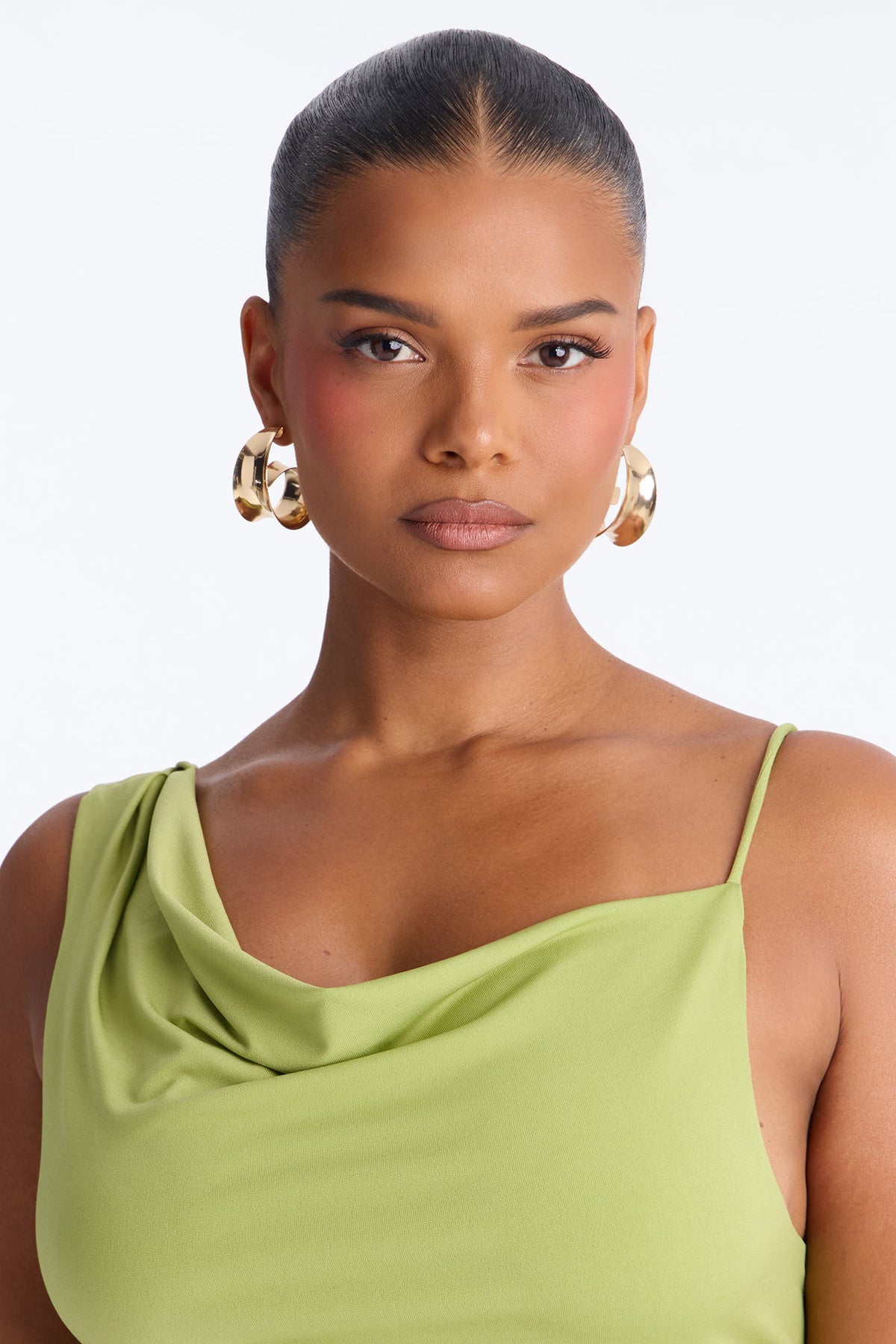 Elara Asymmetrical Twist Sleeveless Long Top - Chartreuse