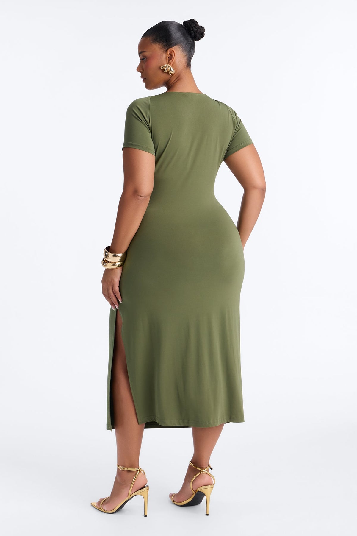 Andi Ruched Midi Dress - Olive