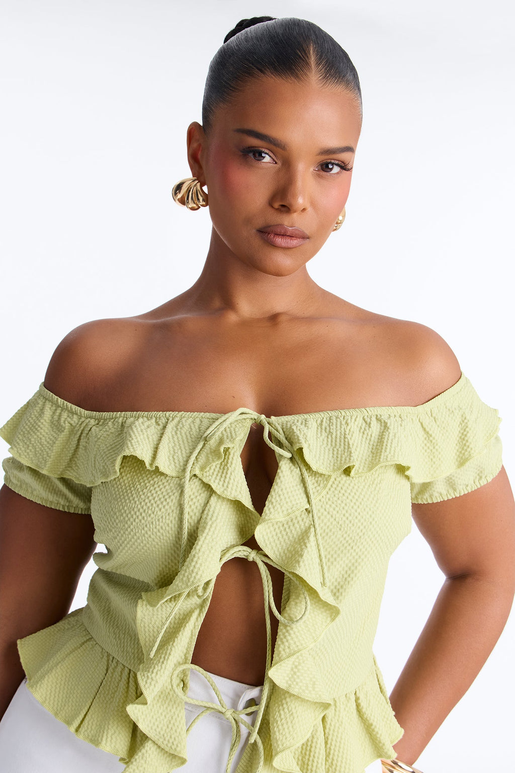 Matcha Girly Ruffle Flyaway Top - Sage