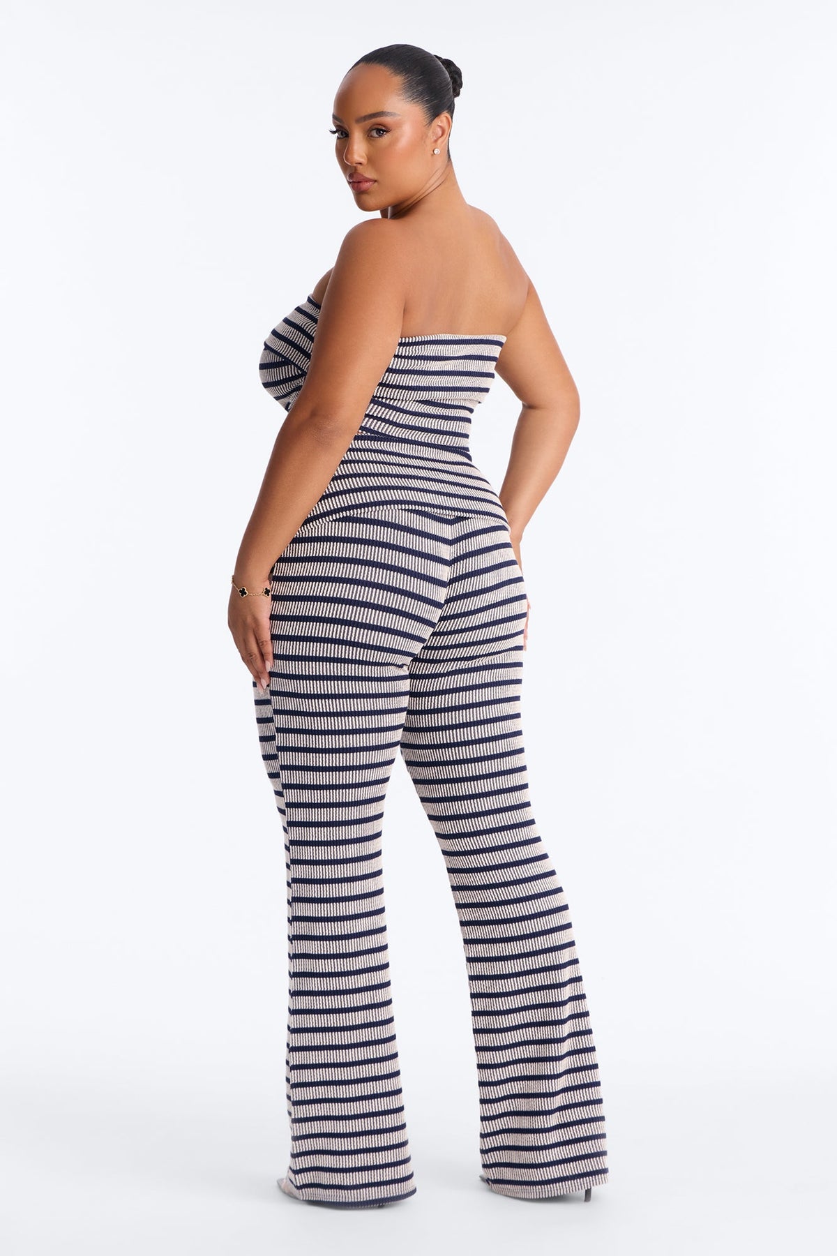 Melody Jacquard Striped Pant Set - Navy/combo