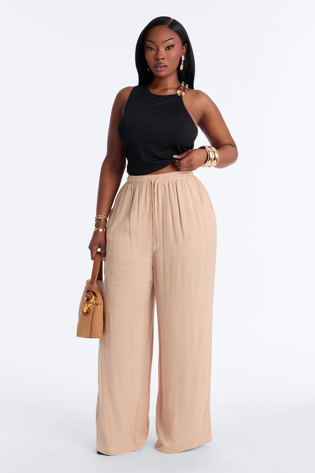 Cali Girl Ribbed Beaded Top - Black