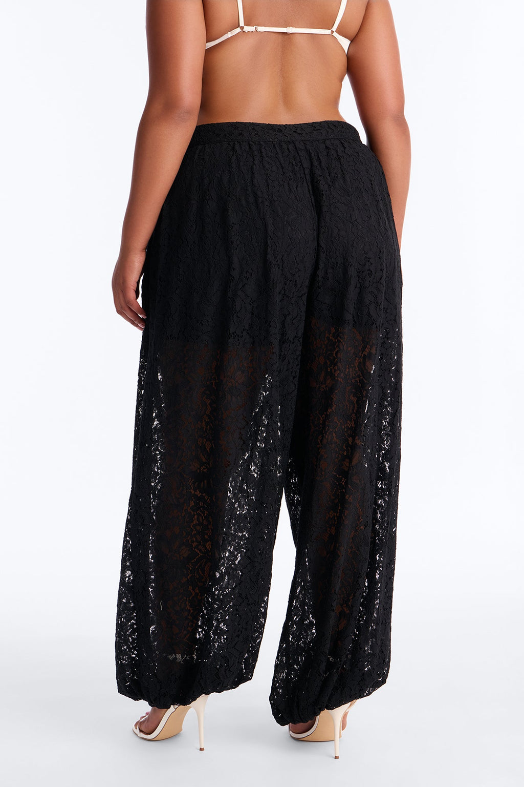Barely A Secret Sheer Lace Balloon Pant 30″ - Black
