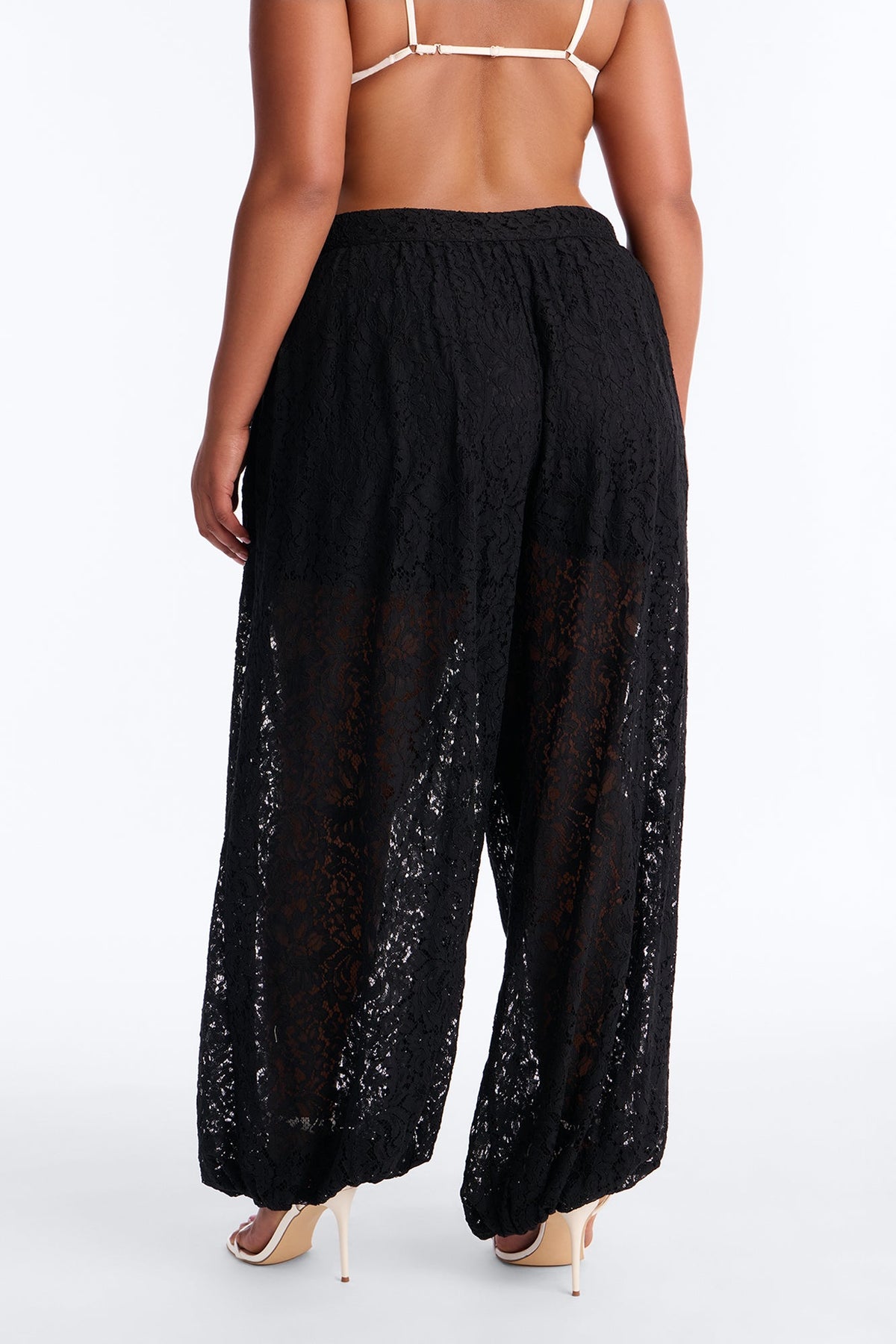 Barely A Secret Sheer Lace Balloon Pant 30″ - Black
