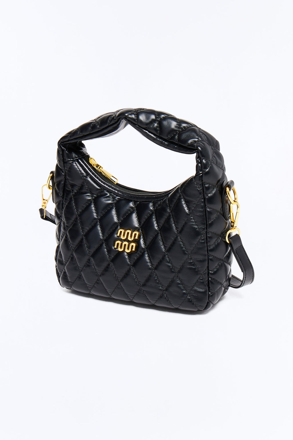 Pillow Talk Faux Leather Quilted Bag - Black