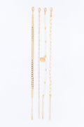Calm And Collected 4 Piece Anklet Set - White/Gold