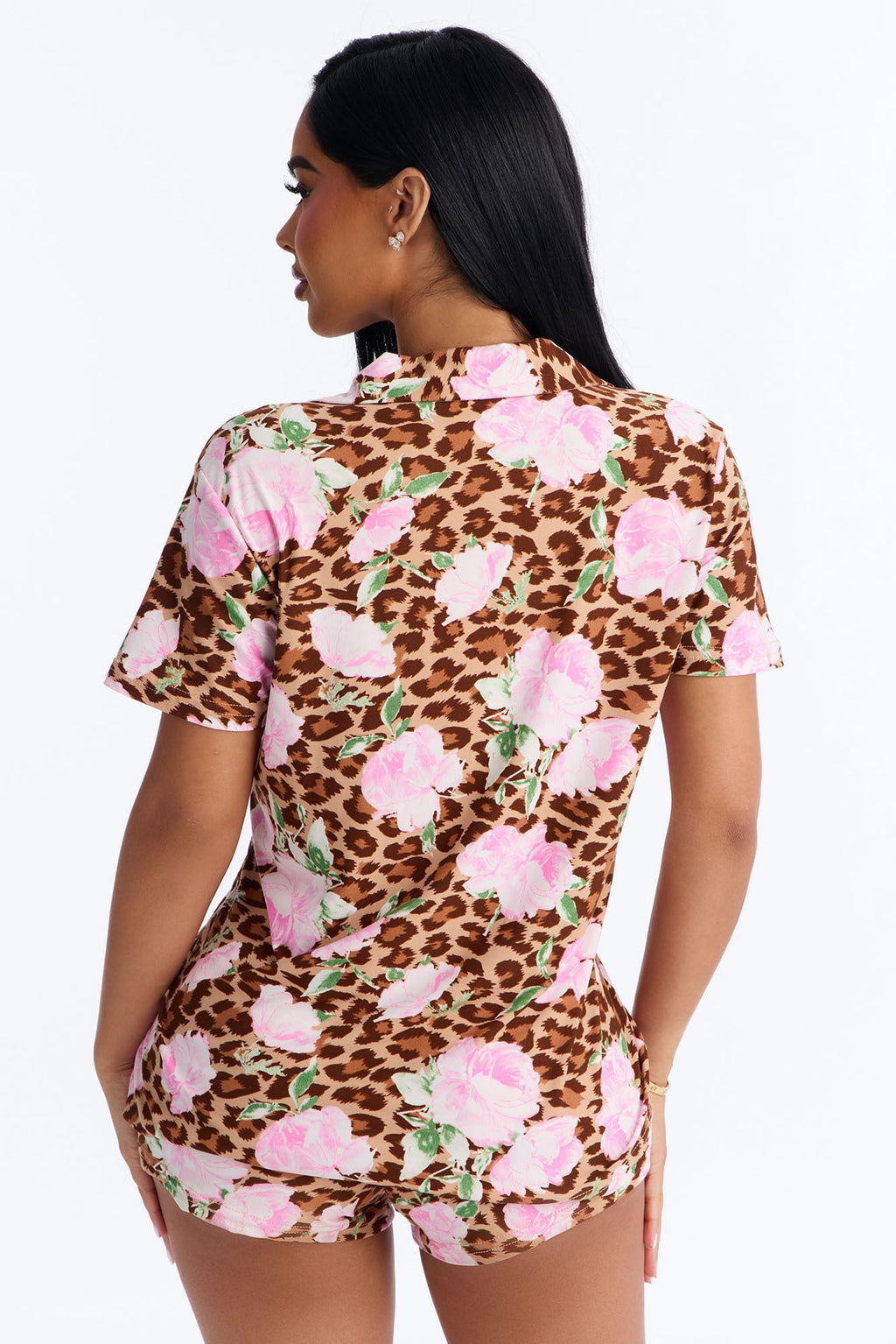 Wild Roses PJ Short Set - Brown/combo