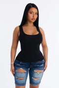 Everyday Cotton Blend Scoop Neck Tank Top - Black