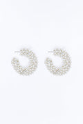 Perfectly Chic Hoop Earrings - White/Silver
