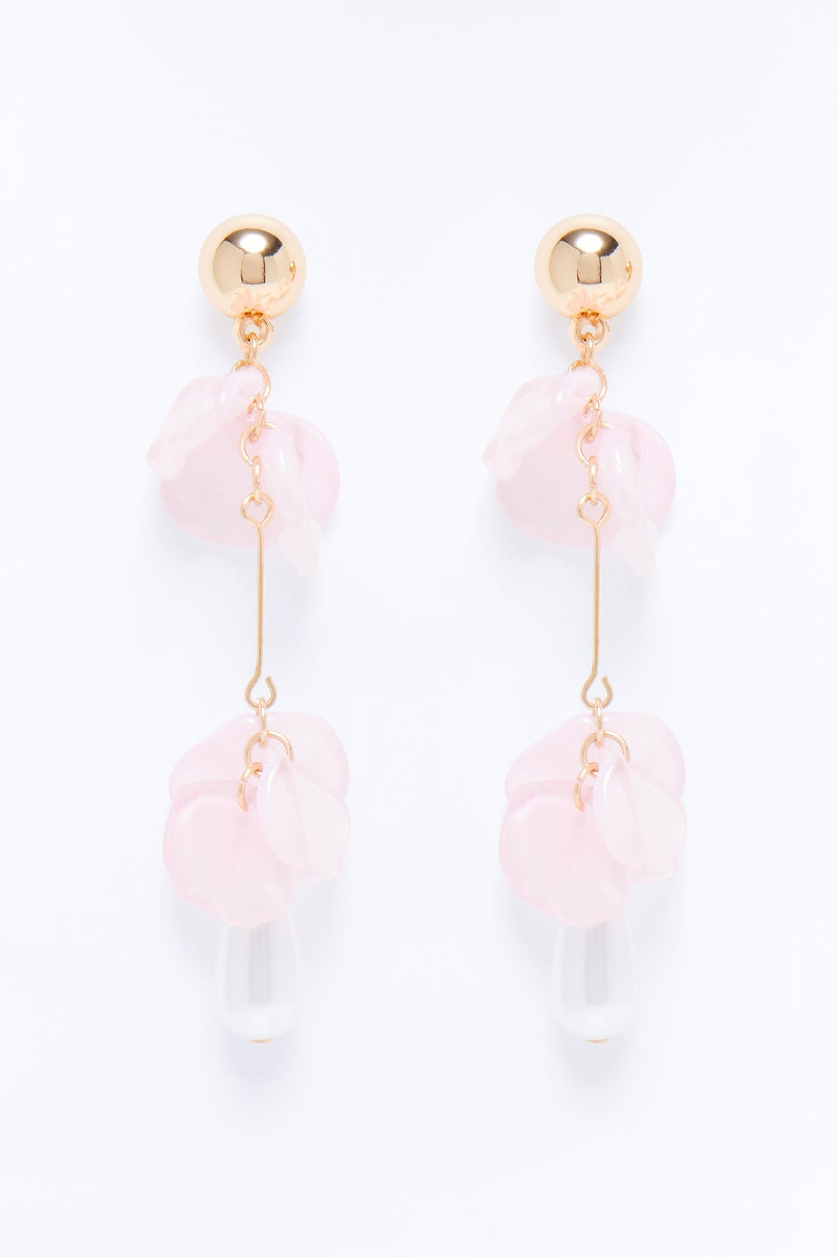 Harmony Flower Drop Earrings - Gold/Pink