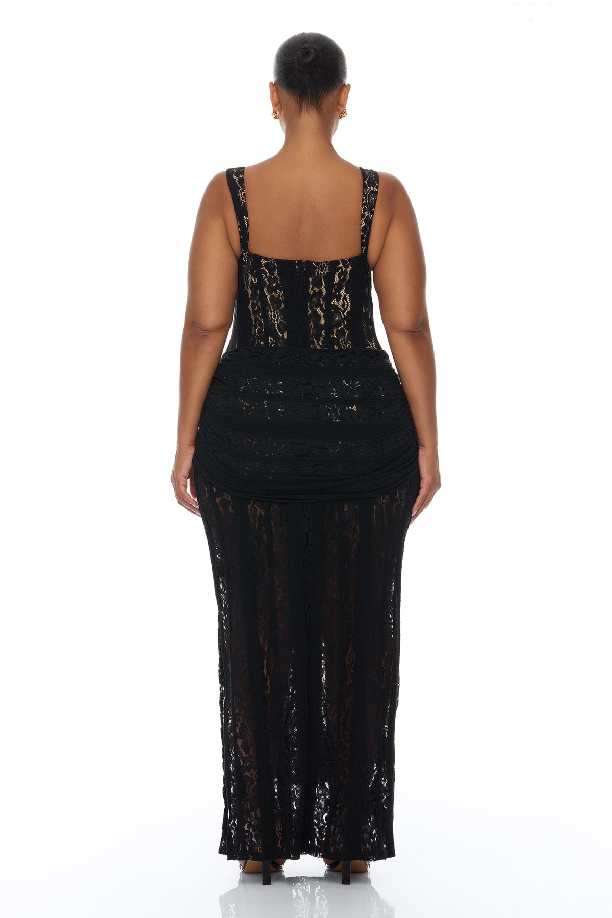 Martina Draped Lace Maxi Dress - Black