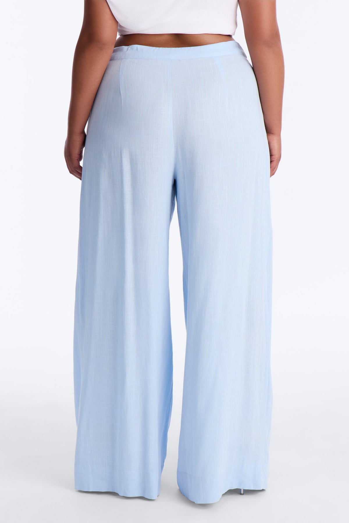 Karianna Linen Blend Wide Leg Pant - Light Blue