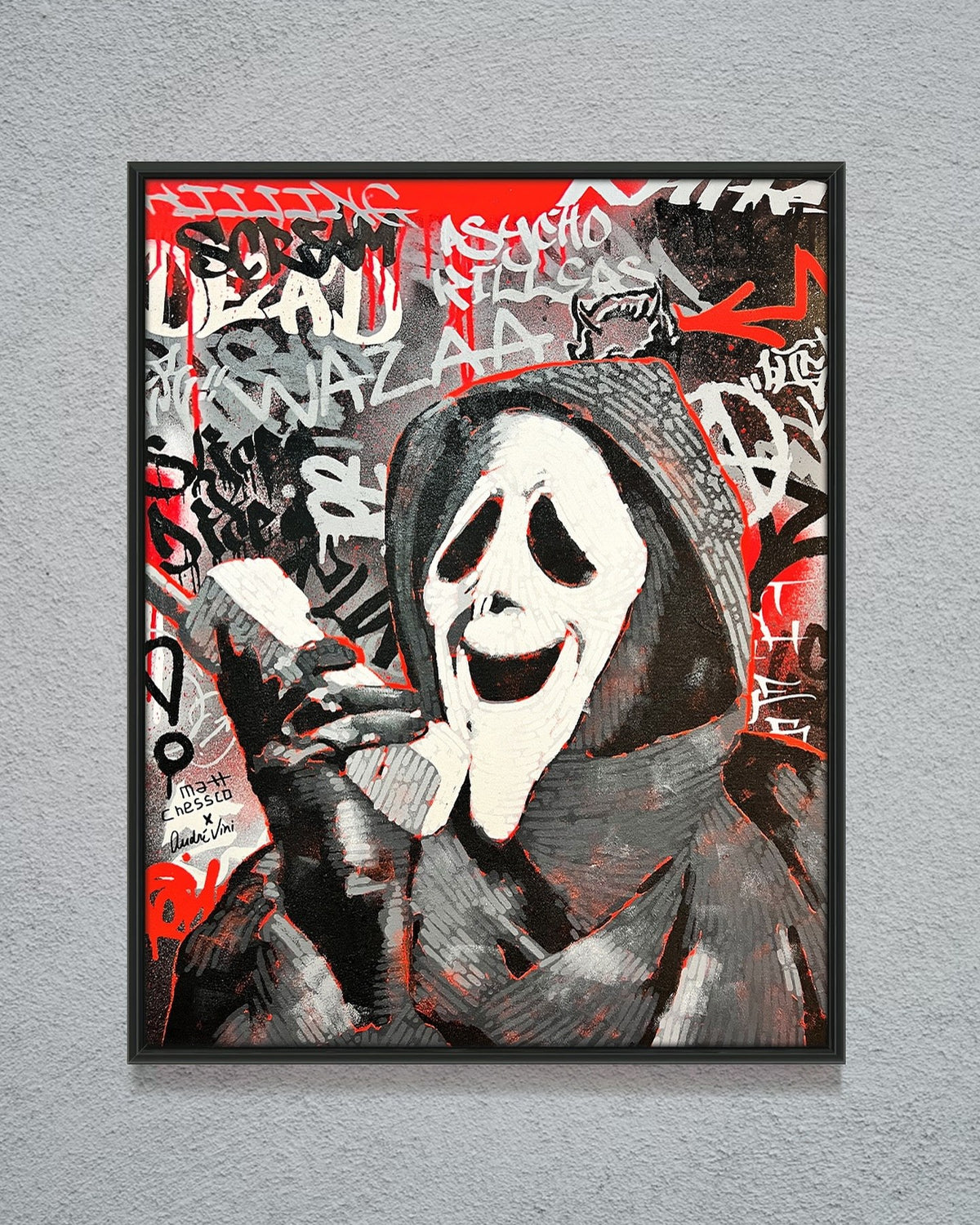 Ghostface Graffiti Pop Art Canvas Wall Art | Urban Horror Street Art Painting